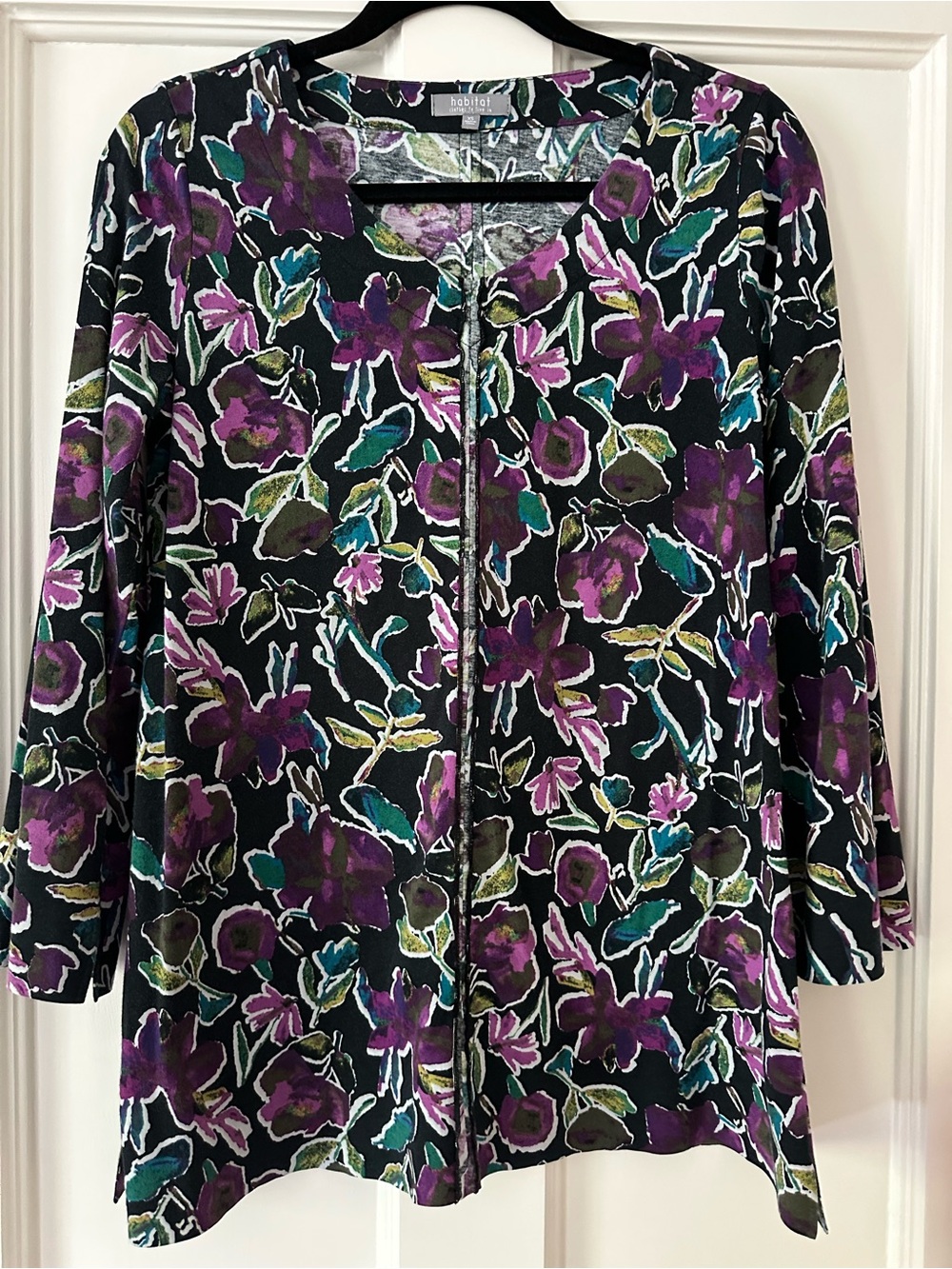 Habitat Top in Black and Purple Floral print XS
